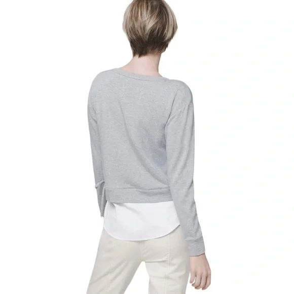 WHBM Long Sleeve Lace Up Sweatshirt with Faux Layer Shirt, Women’s size XS - Picture 7 of 10